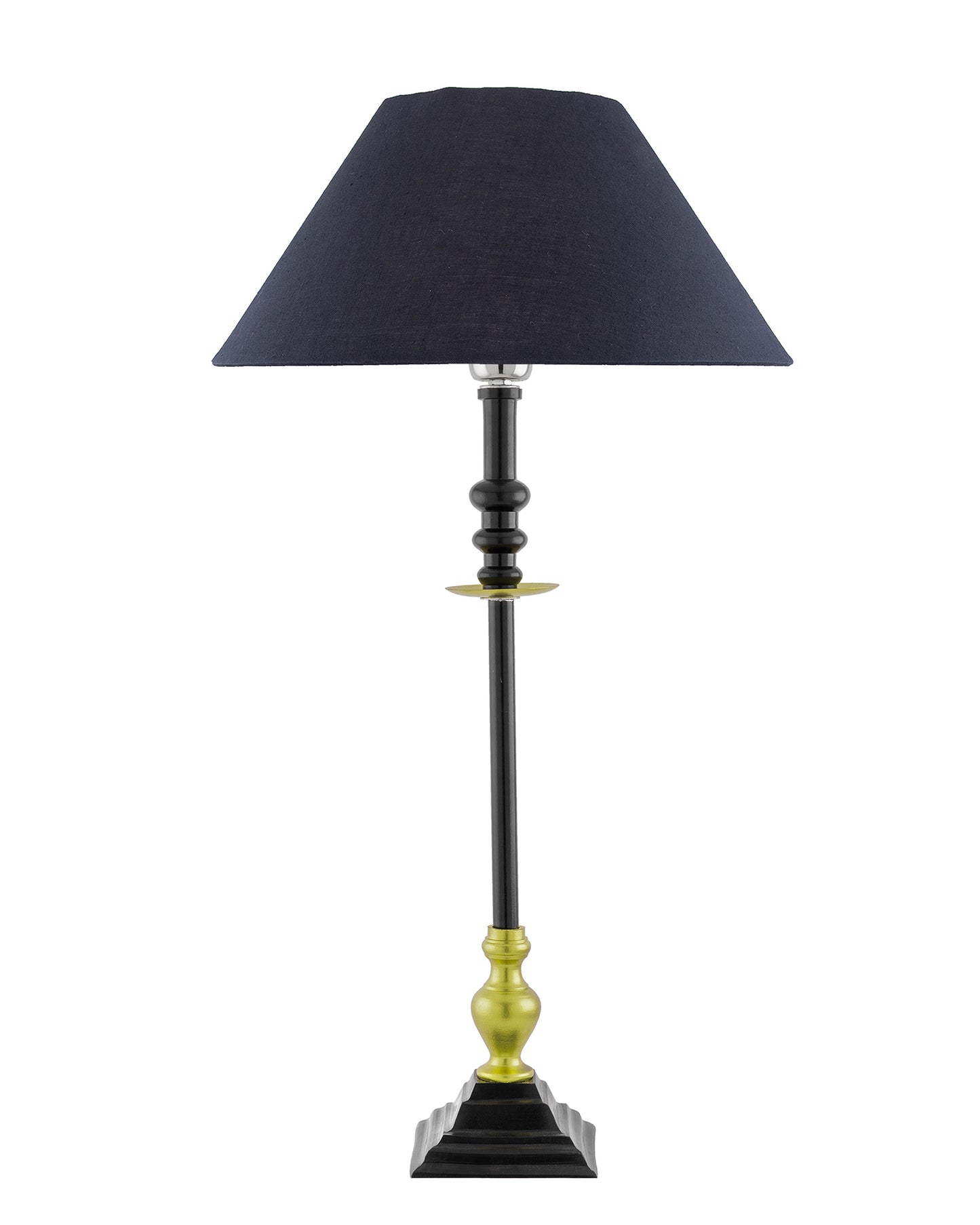 Classic Imperial Black Golden Riveria Table Lamp, Cone Shade