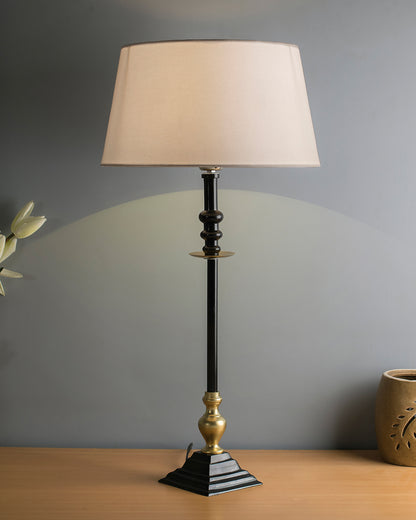 Classic Imperial Black Golden Riveria Table Lamp, Drum Shade