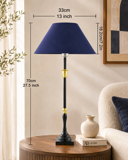 Classic Imperial Black Golden Candlestick Table Lamp, Cone Shade