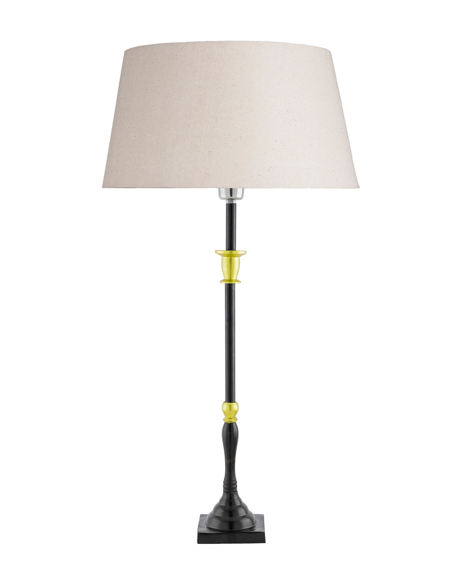 Classic Imperial Black Golden Candlestick Table Lamp, Drum Shade