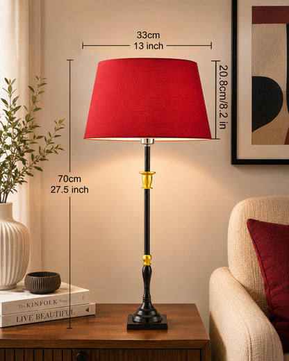Classic Imperial Black Golden Candlestick Table Lamp, Drum Shade