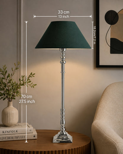 Modern Aluminium Chrome Finish Buffet Table Lamp, Cone Shade