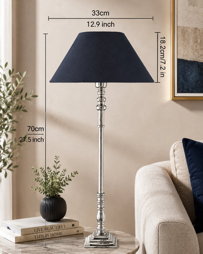 Modern Aluminium Chrome Finish Buffet Table Lamp, Cone Shade