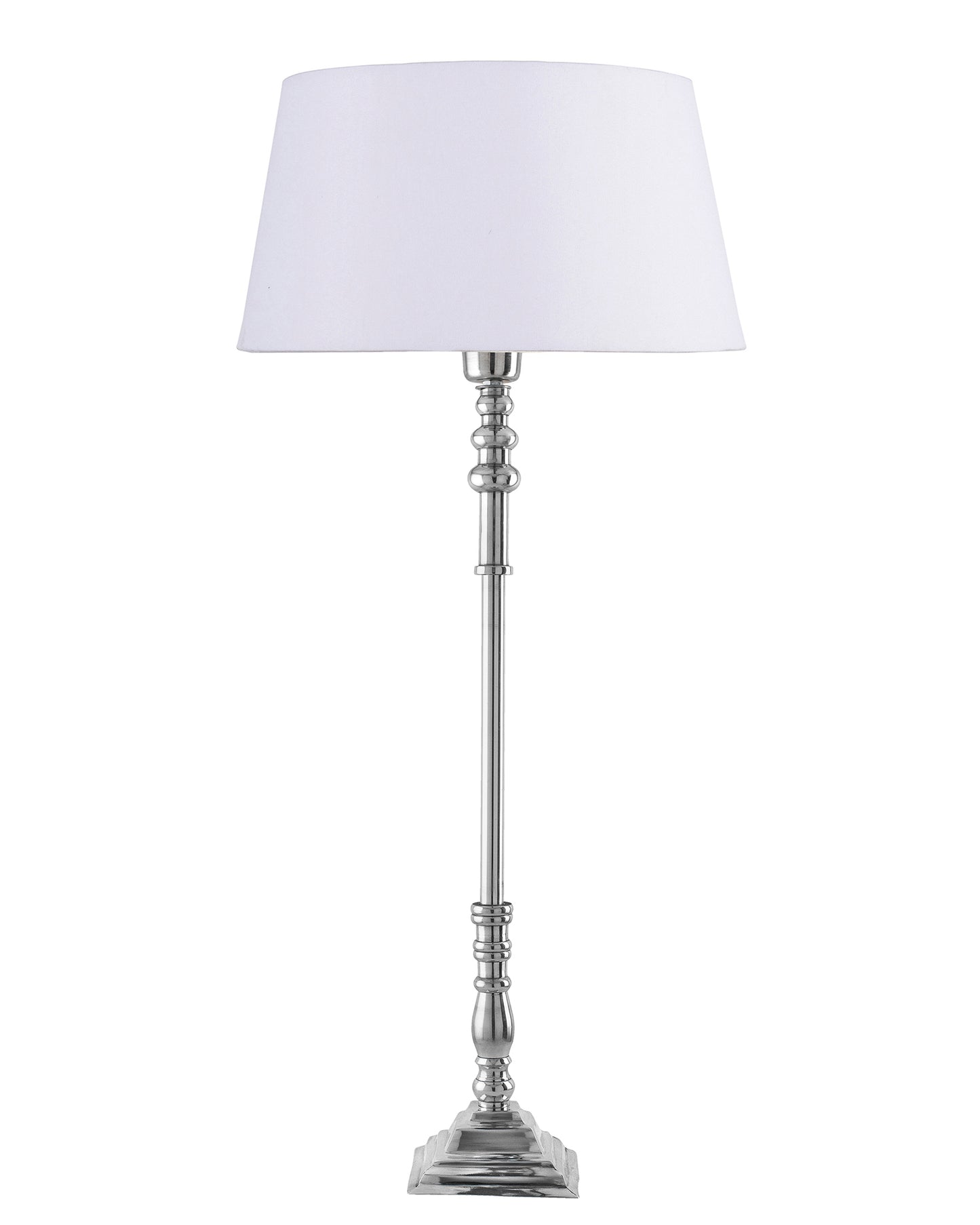 Modern Aluminium Chrome Finish Buffet Table Lamp, Drum Shade