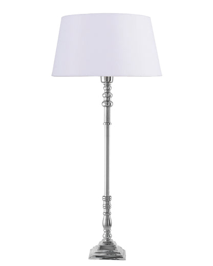 Modern Aluminium Chrome Finish Buffet Table Lamp, Drum Shade