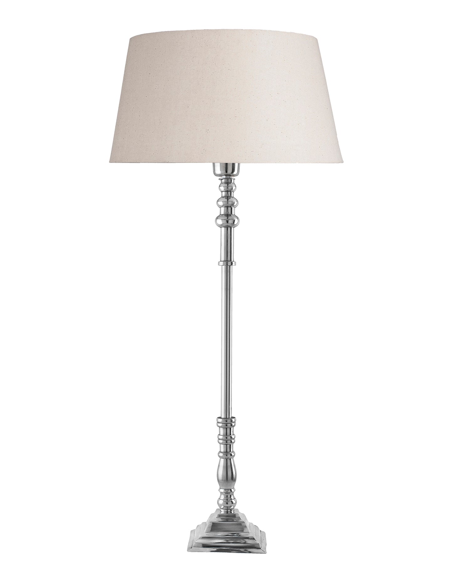Modern Aluminium Chrome Finish Buffet Table Lamp, Drum Shade