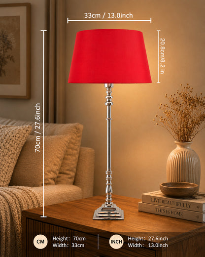 Modern Aluminium Chrome Finish Buffet Table Lamp, Drum Shade