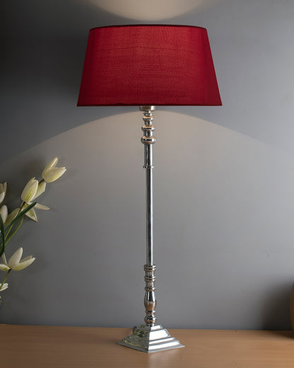 Modern Aluminium Chrome Finish Buffet Table Lamp, Drum Shade