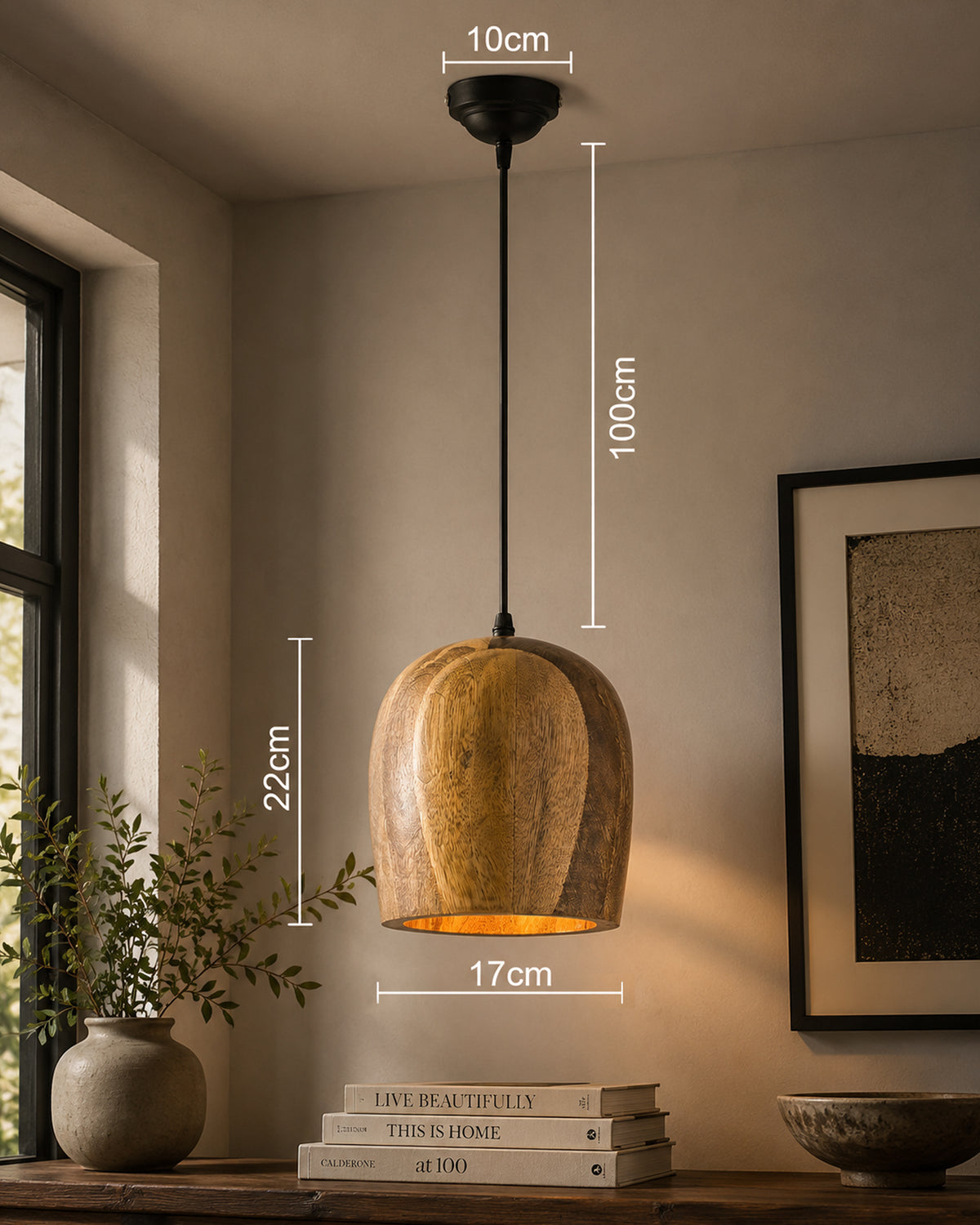 Modern Bucket Shape Natural Wooden Pendant Light Fixture, Home Kitchen Desk Dining Room, Rustic hanging Light, E27