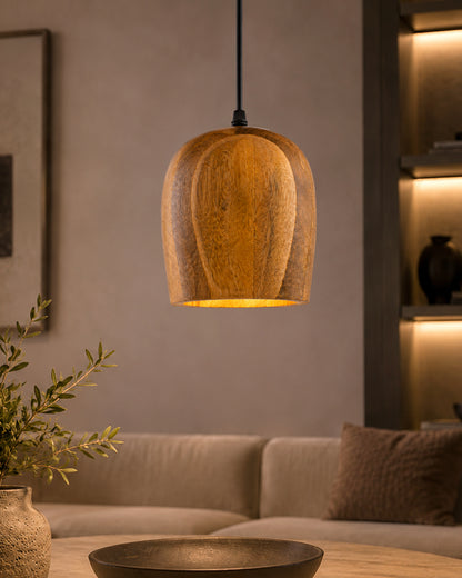 Modern Bucket Shape Natural Wooden Pendant Light Fixture, Home Kitchen Desk Dining Room, Rustic hanging Light, E27