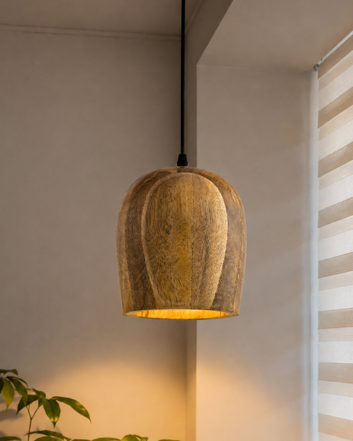 Modern Bucket Shape Natural Wooden Pendant Light Fixture, Home Kitchen Desk Dining Room, Rustic hanging Light, E27