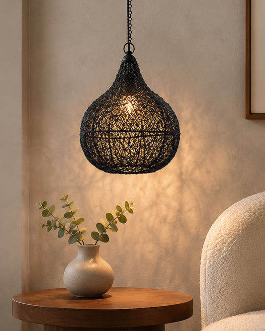 Classic twisted wire Crown hanging pendant light, Golden Hanging fixture lamp Pendants Ceiling Lamp