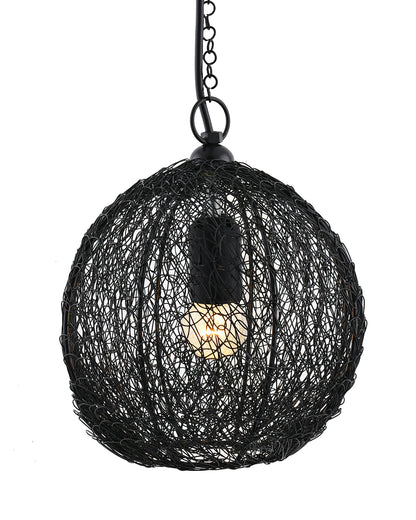 Classic Twisted Wire Round Hanging Pendant Light, Black Hanging Fixture Lamp