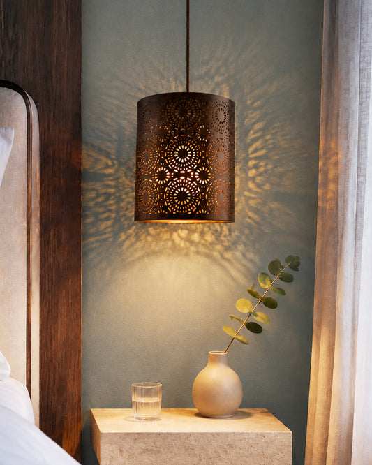 Antique Filgree Hanging Moroccan Ceiling Lamp, Antique Copper Finish Pendant Light Turkish Arabic Fancy Light