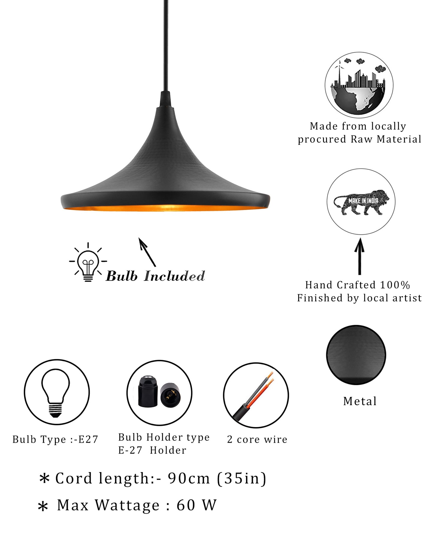 Medium Black Danish with Bulb