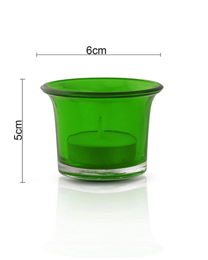 Collar Glass Tea Light Candle Holder, Set of 10