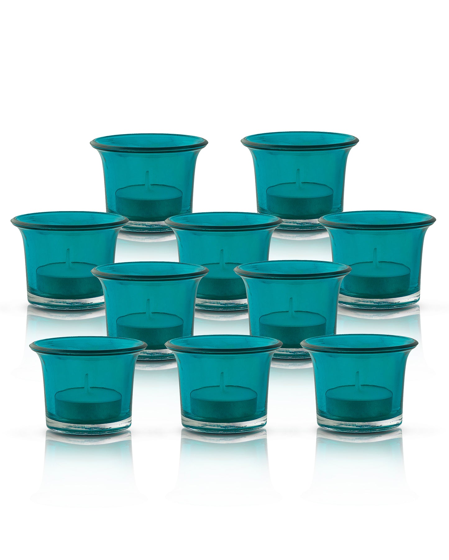 Collar Glass Tea Light Candle Holder, Set of 10