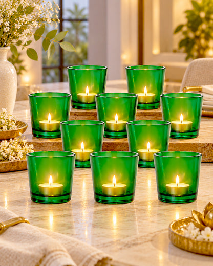 Homesake® Glass Candle Holder Stand With Candle, Pack of 10
