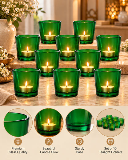 Homesake® Glass Candle Holder Stand With Candle, Pack of 10