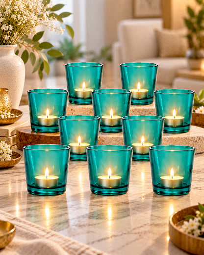 Homesake® Glass Candle Holder Stand With Candle, Pack of 10