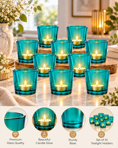 Homesake® Glass Candle Holder Stand With Candle, Pack of 10