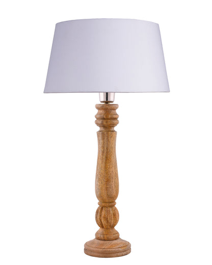 Classic Victorian Natural Wood Table Lamp With Shade
