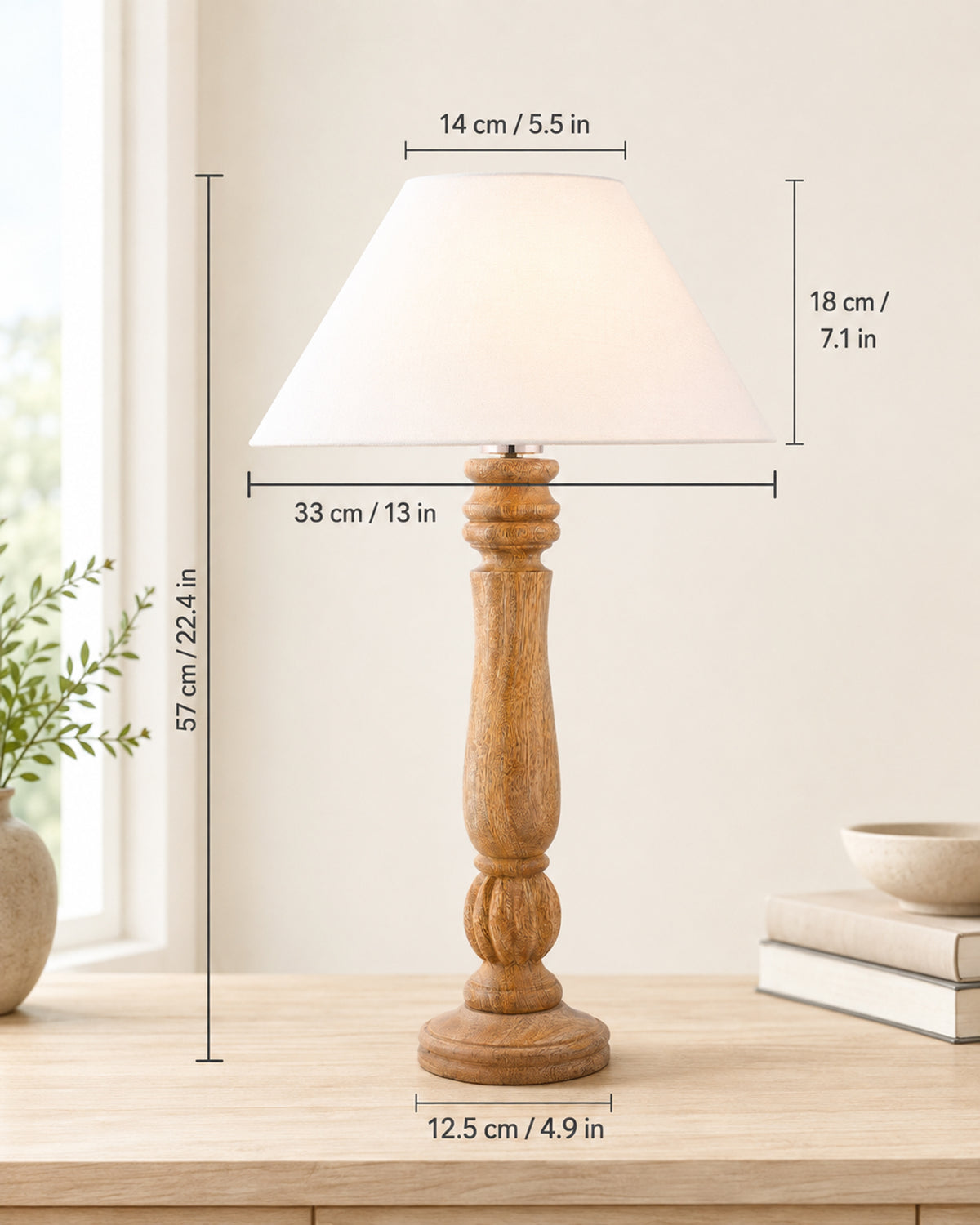Classic Victorian Natural Wood Table Lamp With Shade