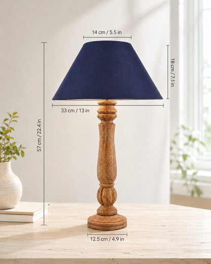 Classic Victorian Natural Wood Table Lamp With Shade