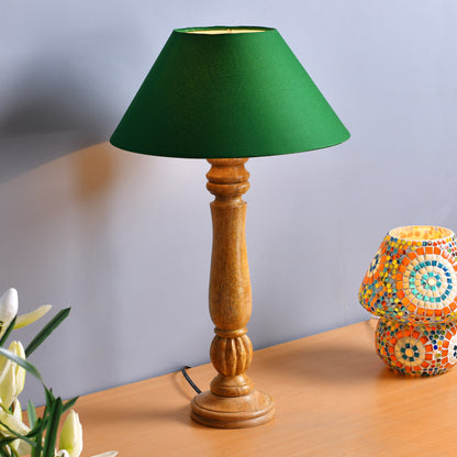 Classic Victorian Natural Wood Table Lamp With Shade