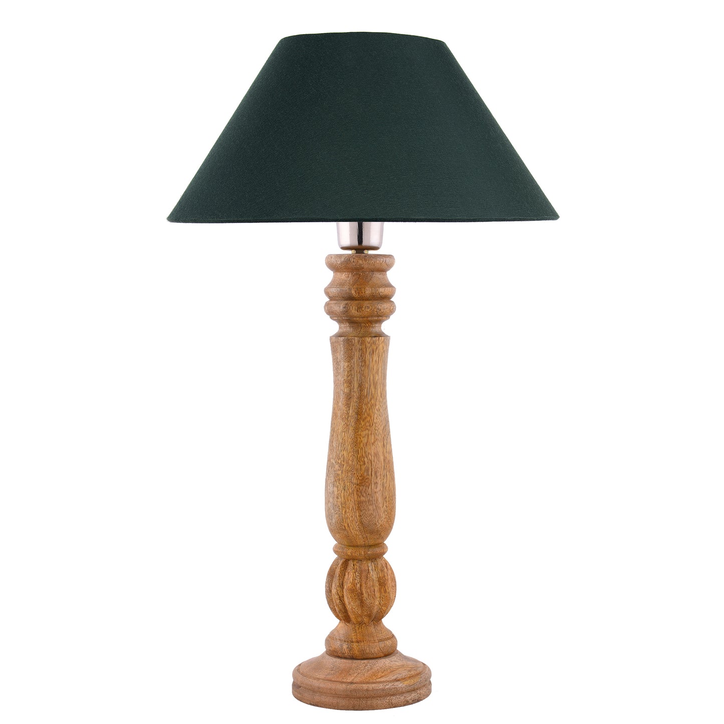Classic Victorian Natural Wood Table Lamp With Shade