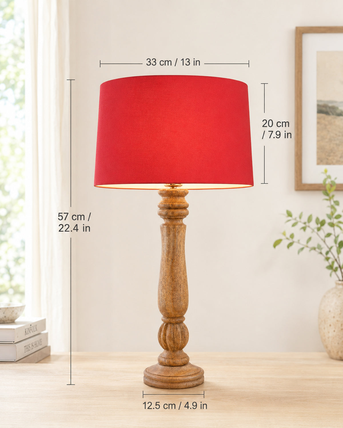 Classic Victorian Natural Wood Table Lamp With Shade