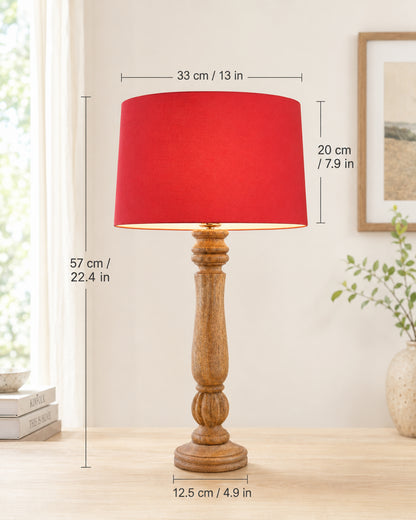 Classic Victorian Natural Wood Table Lamp With Shade