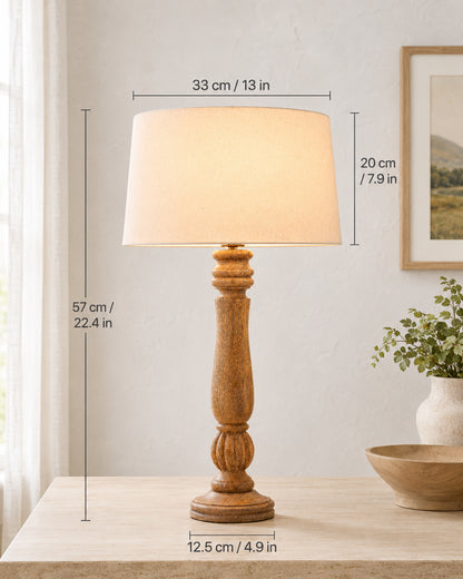 Classic Victorian Natural Wood Table Lamp With Shade