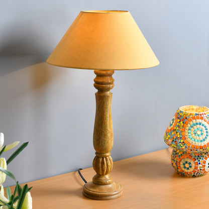Classic Victorian Natural Wood Table Lamp With Shade