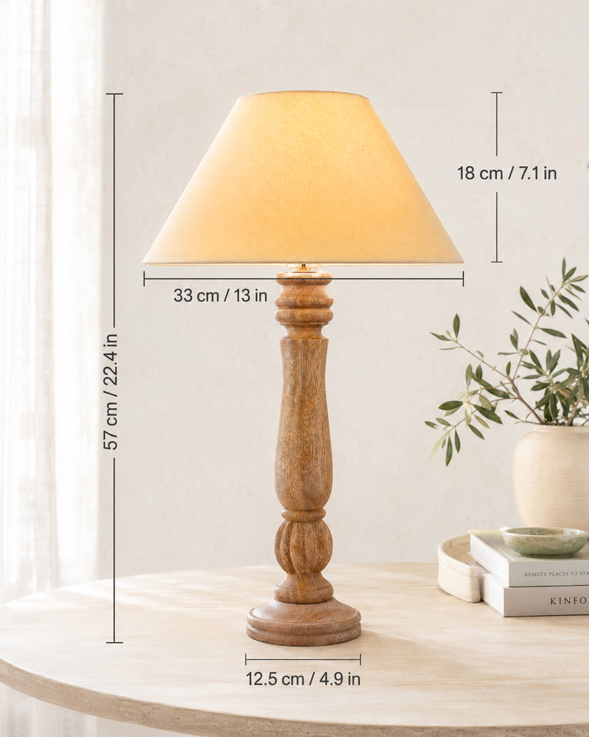 Classic Victorian Natural Wood Table Lamp With Shade