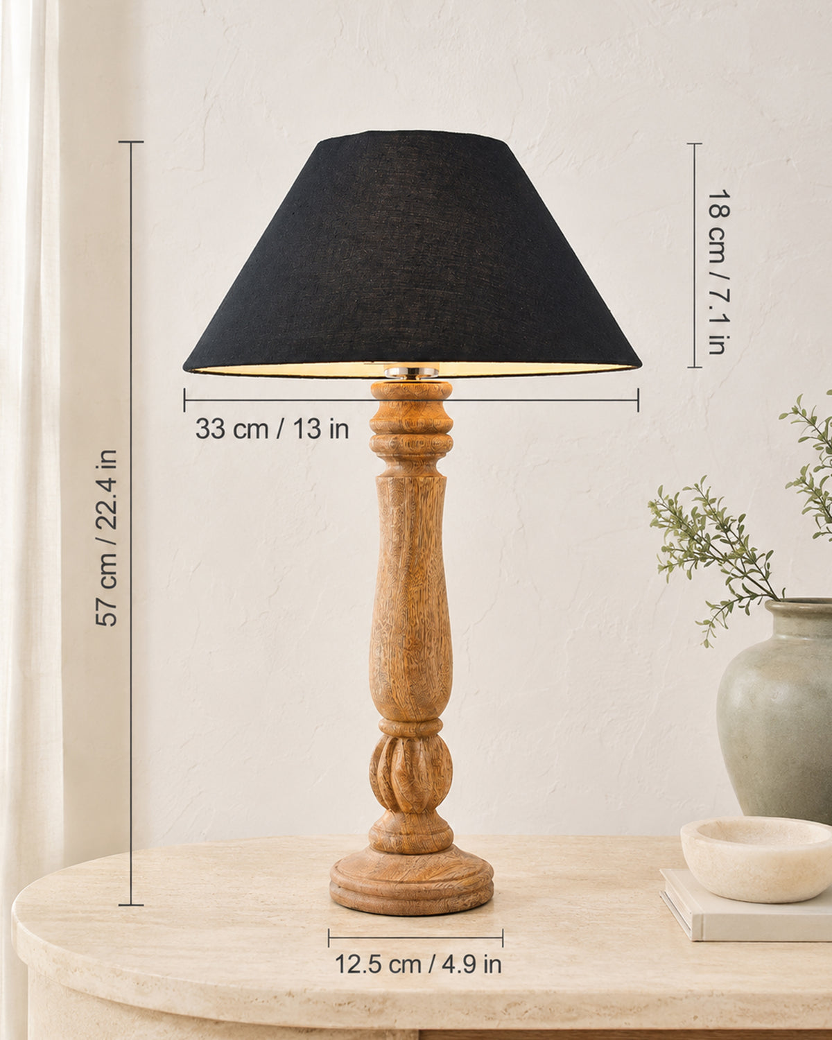 Classic Victorian Natural Wood Table Lamp With Shade