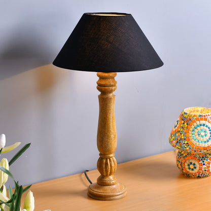 Classic Victorian Natural Wood Table Lamp With Shade