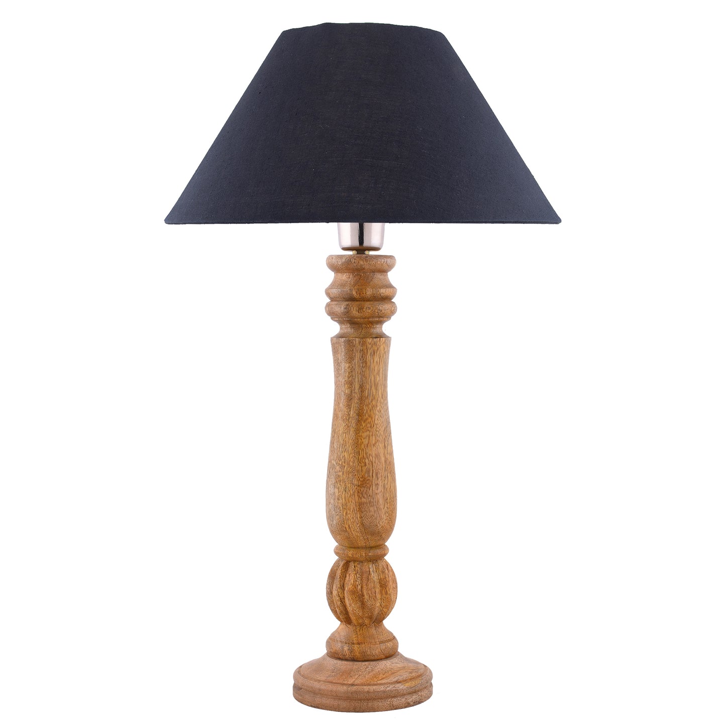 Classic Victorian Natural Wood Table Lamp With Shade