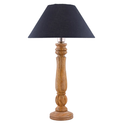 Classic Victorian Natural Wood Table Lamp With Shade