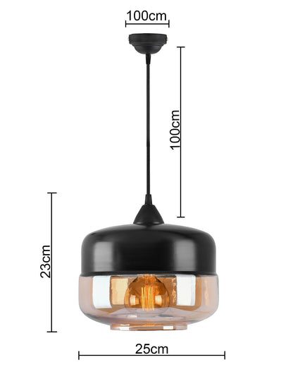Glass Pendant Light Black Loft Bar Counter Dining Room Creative LED/Filament Ceiling Hanging Lamp, E27, Murray
