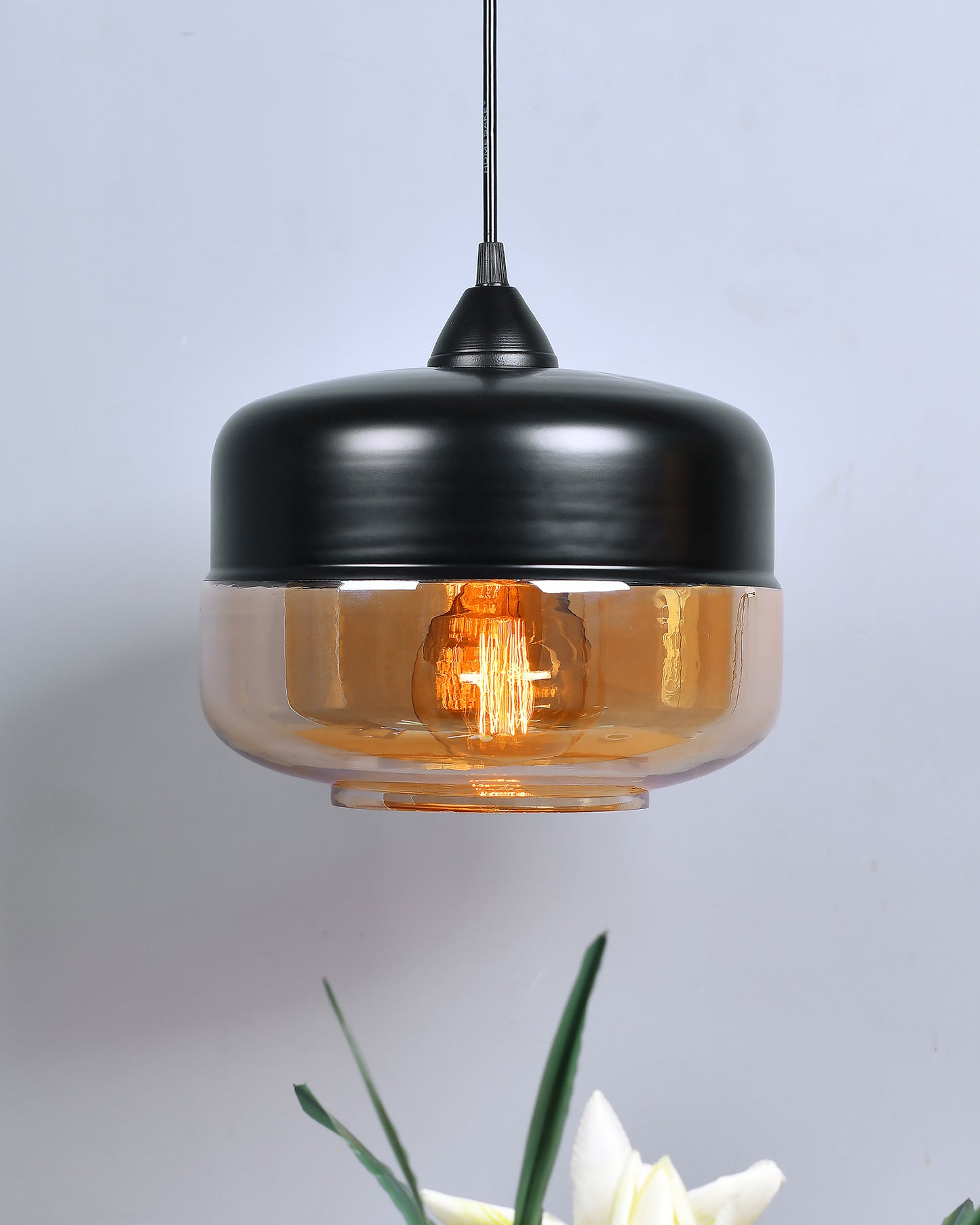 Glass Pendant Light Black Loft Bar Counter Dining Room Creative LED/Filament Ceiling Hanging Lamp, E27, Murray