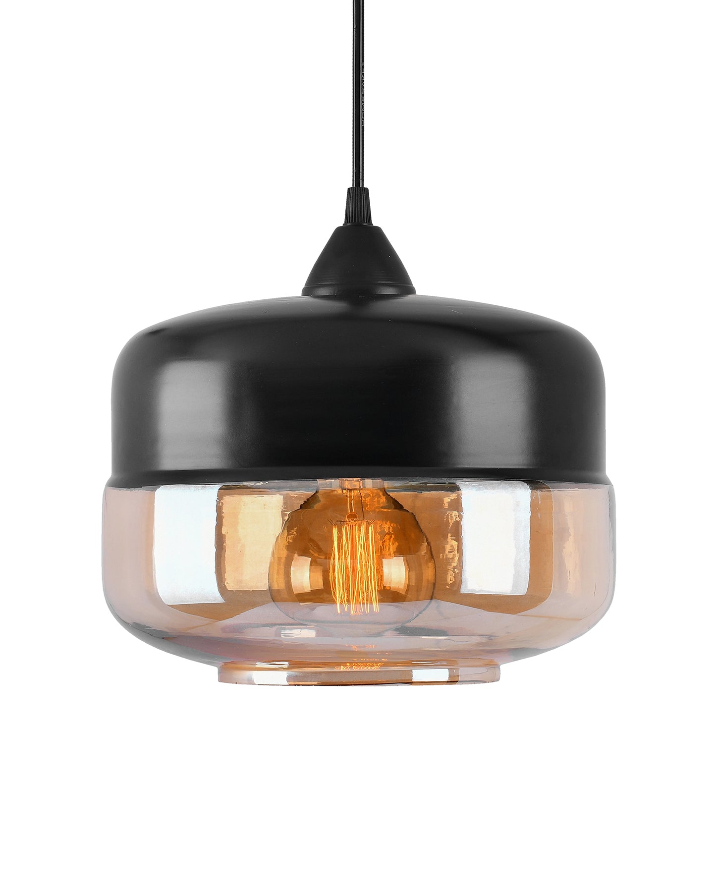 Glass Pendant Light Black Loft Bar Counter Dining Room Creative LED/Filament Ceiling Hanging Lamp, E27, Murray