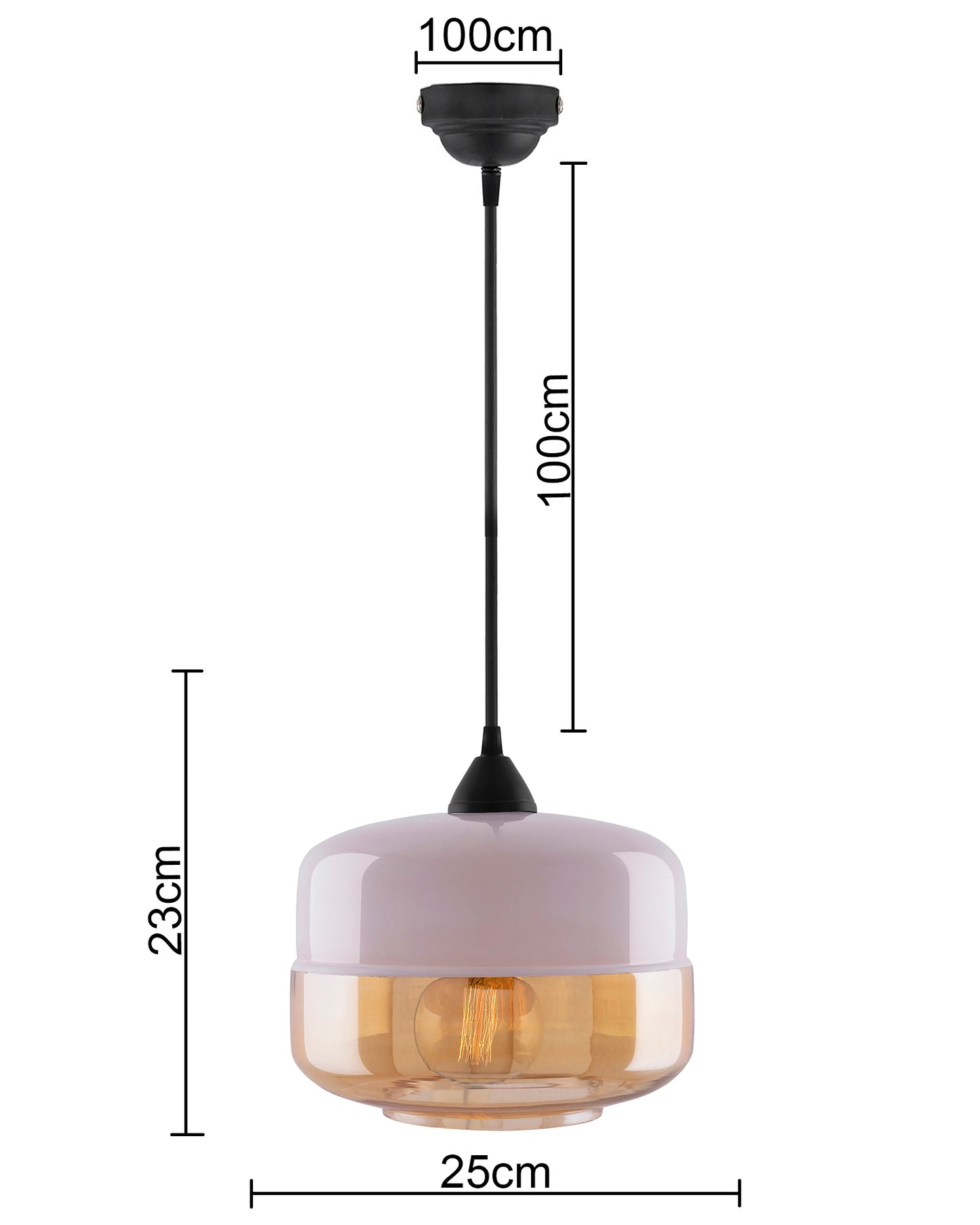Glass Pendant Light Black Loft Bar Counter Dining Room Creative LED/Filament Ceiling Hanging Lamp, E27, Murray