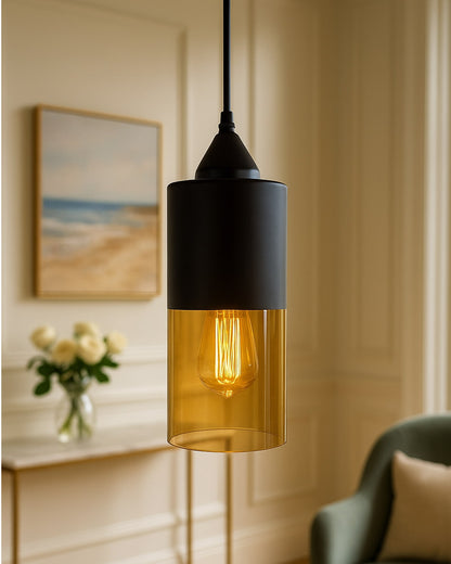 Glass Tube Pendant Light Loft Bar Counter Dining Room Ceiling Hanging Lamp, E27