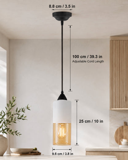Glass Tube Pendant Light Loft Bar Counter Dining Room Ceiling Hanging Lamp, E27