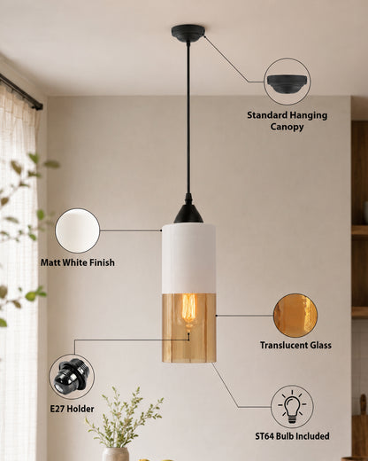 Glass Tube Pendant Light Loft Bar Counter Dining Room Ceiling Hanging Lamp, E27