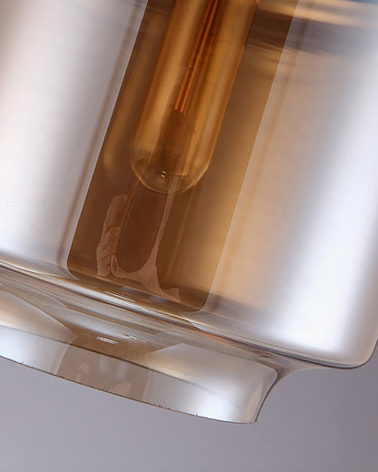 Glass Pendant Light Black Loft Bar Counter Dining Room Creative LED/Filament Ceiling Hanging Lamp, E27, Cylinder