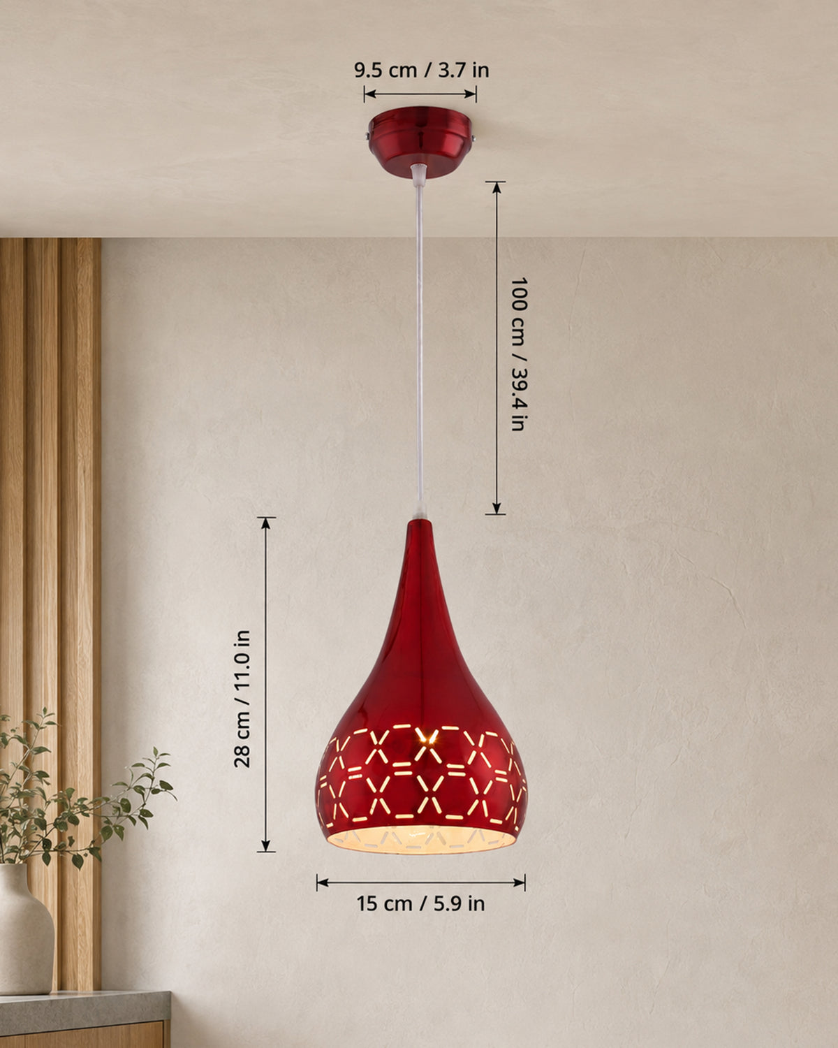 Homesake® Glossy Spining Top Hanging pendant Lamp, Ceiling Light (Green, Cross-Cut)