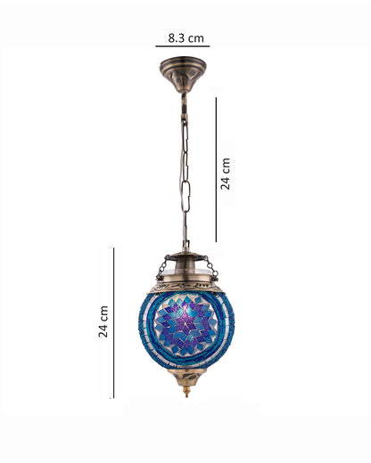 AntiqueTurkish Moroccan Mosaic Pendant with Metal hangings, Ceiling Hanging Light