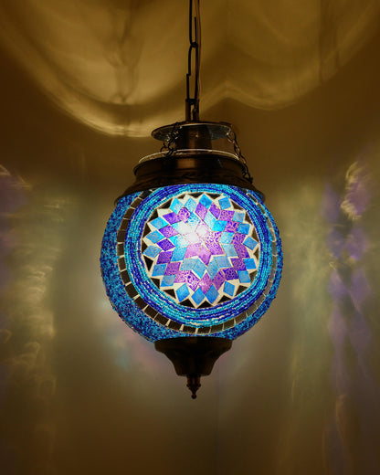 AntiqueTurkish Moroccan Mosaic Pendant with Metal hangings, Ceiling Hanging Light